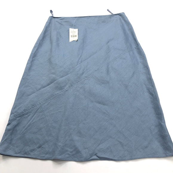 Banana Republic NEW Vintage VTG 0 (Fits 25 In) 100% Linen Zip Skirt Blue - Picture 1 of 9